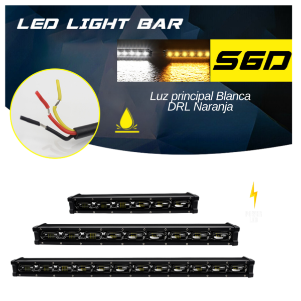 Barra LED Lupa 6D. DRL Naranja. 35 Pulgadas - Imagen 2