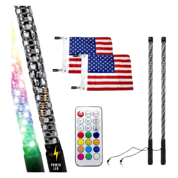 Antena LED RGB 91cm 2 piezas